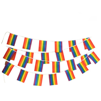 Dekoratif LGBT Bayrağı Polyester Gökkuşağı Gururu Bunting Uçan Stil