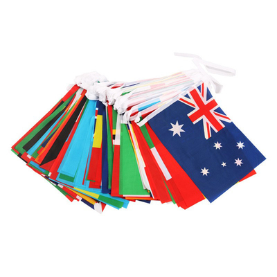 Dünya Kupası Küçük Ülke Dize Bayrağı Polyester PE PVC Malzeme