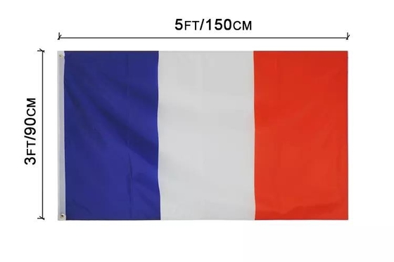 Baskılı 3X5FT Fransa Üç Renkli Bayrak Ülke Bayrağı %100 Polyester Sevkiyata Hazır