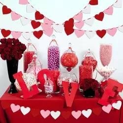 Yıldönümü Düğün Birthd Partisi için Sevgililer Kalp Çelenk Afiş Dize