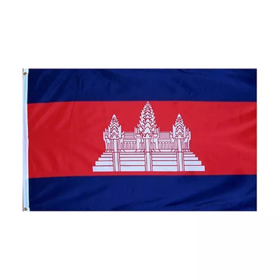 Polyester Özel 3 X 5 Bayrak Dijital Baskı / Serigrafi Combodia Ulusal Bayrağı