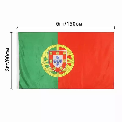 Özel 3X5 Ft Bayrakları %100 Polyester Portekiz Ulusal Bayrağı Tüm Ülke Bayrakları