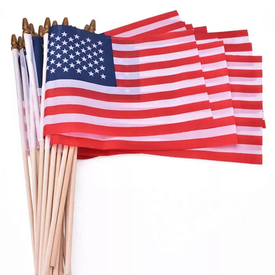 Beyaz Kutuplu Kişiselleştirilmiş El Amerikan Bayrakları Örme Polyester