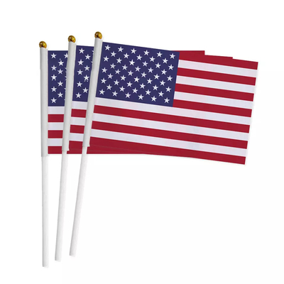 Beyaz Kutuplu Kişiselleştirilmiş El Amerikan Bayrakları Örme Polyester