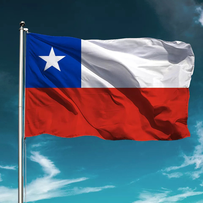 Özel Şili Ülke Bayrağı 3X5ft %100 Polyester CMYK Dijital Baskı