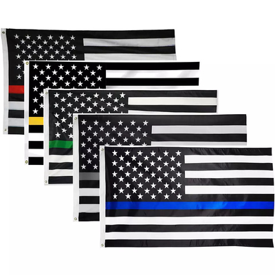 Dijital Baskı Polyester Amerikan Bayrağı 3x5 Ft İnce Mavi Sarı Kırmızı Yeşil Gri Çizgi Bayrakları