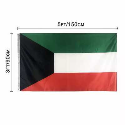 Fabrika Hotsale Kuveyt Ülke Bayrağı Dijital Baskı 100D Polyester 3x5Ft Bayrağı