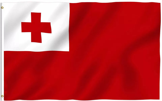 %100 Polyester Tonga Ulusal Bayrak Tek / Çift Taraflı Baskı 3x5Ft