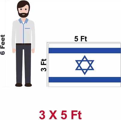 3x5ft İsrail Ulusal Bayrağı Tek/Çift Taraflı Baskı Polyester Dünya Bayrakları