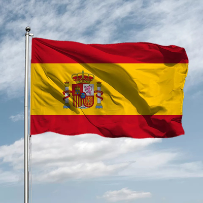 Pantone Renk Polyester Dünya Bayrakları Asılı Stil İspanya Ulusal Bayrağı