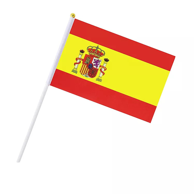 Taşınabilir Küçük El Bayrakları Logo Özel Baskı İspanya Ülke Bayrakları