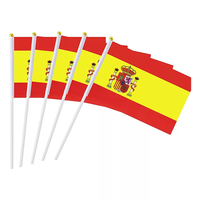 Taşınabilir Küçük El Bayrakları Logo Özel Baskı İspanya Ülke Bayrakları